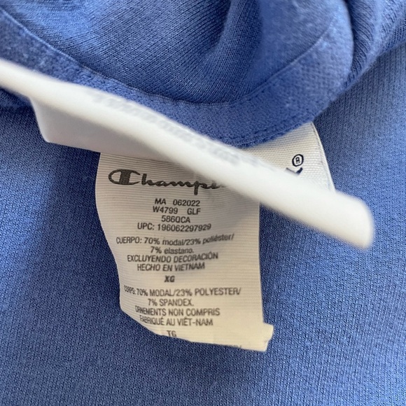 Champion Modal Blue Purple Logo Pullover Sweatshirt Elastic Waist Size XL - Picture 4 of 10